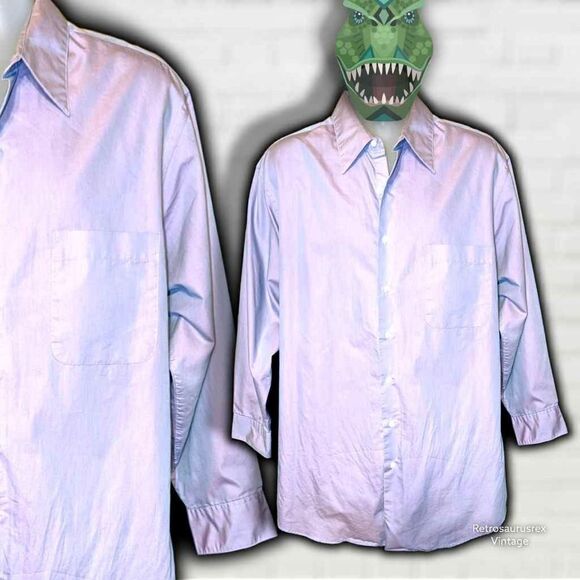 Vintage Milano Uomo Purple Iridescent Shimmer Special Occasion Button Up Shirt 2 - Picture 1 of 4